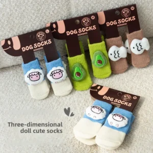 Cross-border Breathable Cartoon Print Design Dog Socks Non-Slip Anti-Scratch & Anti-Dirt Four-Set Dog Shoes All Seasons