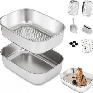Cross border Exclusive cat Litter Box Extra large Double layer Filter Easy Clean Scratch resistant Anti splash Rectangular Cats