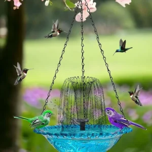 Cross border Hot selling Hanging Bird Feeder Solar Powered Floating Fountain Garden Bird Bath Water Feeder