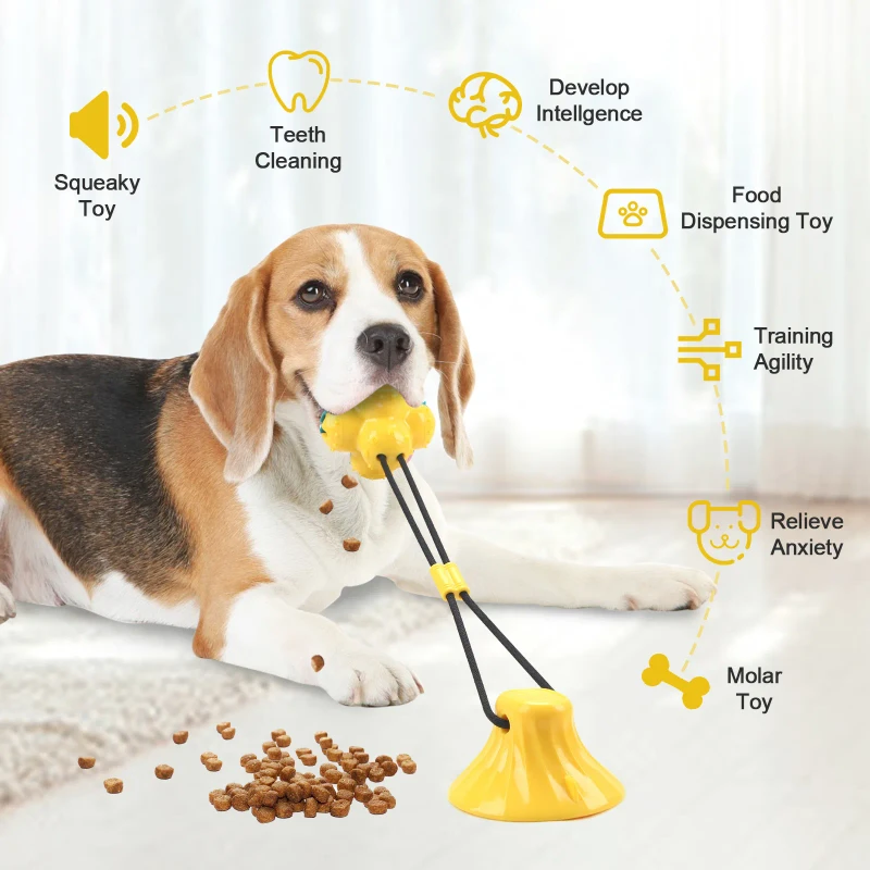 Cross border Interactive Training Bite Toy for Dogs with Suction Cups TPR Drawstring and Chewing