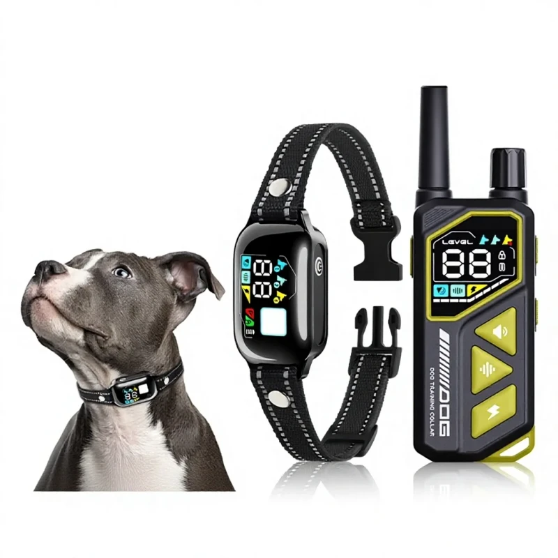 Cross border New Remote Control Dog Trainer Color Screen Dual Display Multi functional Rechargeable Pet Training Supplies