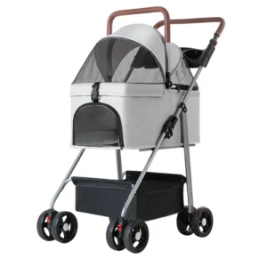 Cross-border Pet Stroller Dog Cat Carrier Compact Small Dogs Detachable Foldable Lightweight Portable Transport