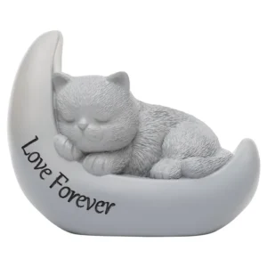 Cross border Resin Pet Urn Memorial Supplies Dog Cat Funeral Keepsake Ash Storage Cat Sleeping Crescent Moon Shape