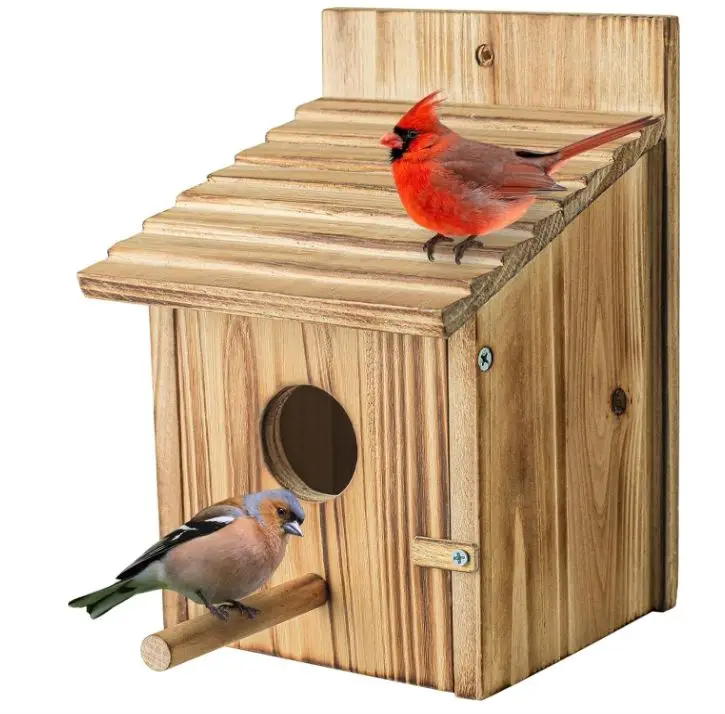 Cross border Wooden Birdcage Birdhouse Hanging Nest Ornament Pet Supplies Wooden Breeding Box