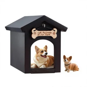 Cross-border Wooden Pet Urn with Pawprint Photo Frame Dog Tag Hook & Memorial Box Pet Funeral Keepsake