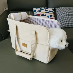 Crossbody Dog and Cat Carrier Handbag Canvas Material Portable Car Carrier for Outings Pet Crate (25kg Capacity)
