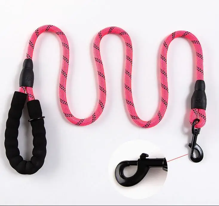 Custom 5FT Strong Heavy Duty Rope Dog Leash Nylon Pet Accessories Climbing Round Rope Reflective Durable Heavy Duty Dog Leash