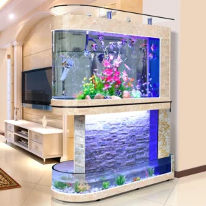 Custom Acrylic Big Glass Aquarium Tank 120L Eco Friendly Living Room Decor Silent Water Pump Office Desktop Accessories