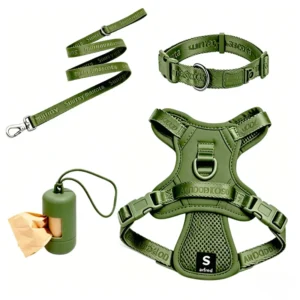 Custom Adjustable Dog Leash Set 4pcs Soft Harness Collar with Plastic Nylon for Walking Hiking Pet Supplies