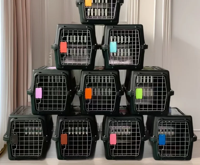 Custom Airline Approved Pet Carrier Crate With Wheels Large Dog Cat Plastic Travel Box