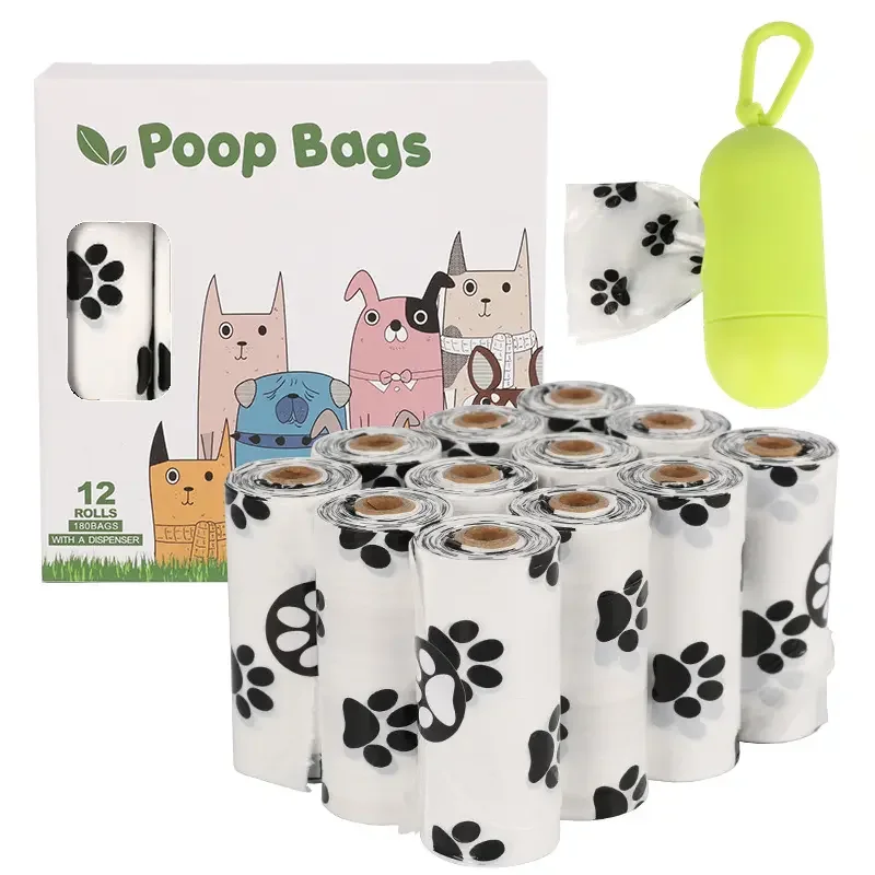 Custom Biodegradable Disposable Dog Poop Bags with Dispenser Holder Pet Waste Disposal Carrier for Dogs