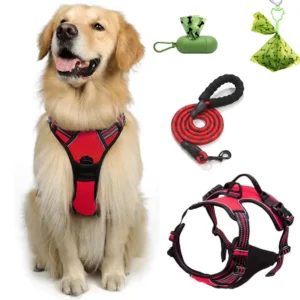 Custom Brand Logo Pet Harness Set Luxury Pet Dog Accessories Retractable Dog Collar Leash Wire Training Harness Set for Dogs
