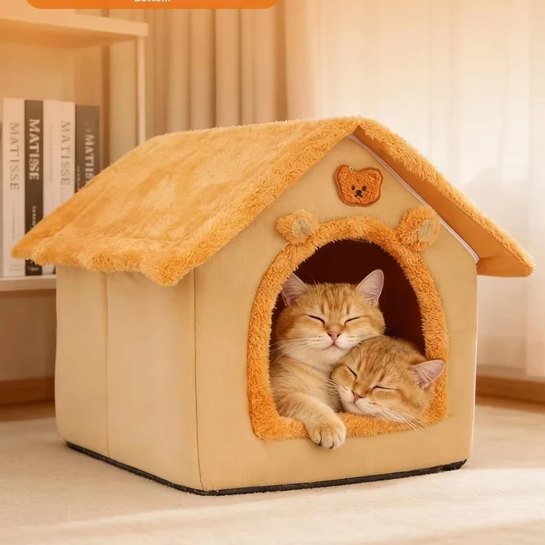 Custom Breathable Sponge Dog and Cat Nest Sofa Bed Dual Use Double Sided House-shaped Washable Pet Bed