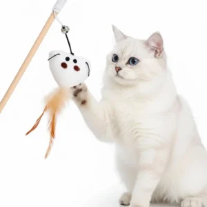 Custom Cat Teaser Wand Wooden Stick Feather Interactive Cat Toy Manufacturer