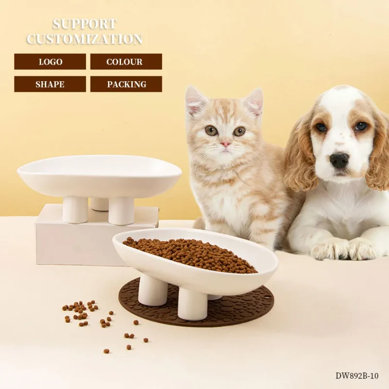 Custom Ceramic Pet Water and Food Bowl Feeders Rounded Cat Dog Bowl Pet Bowls and Feeders