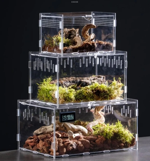 Custom Clear Acrylic Reptile Enclosure Transparent Assembled Pet Reptile Tarantula Cage Terrarium Enclosures Simple Box