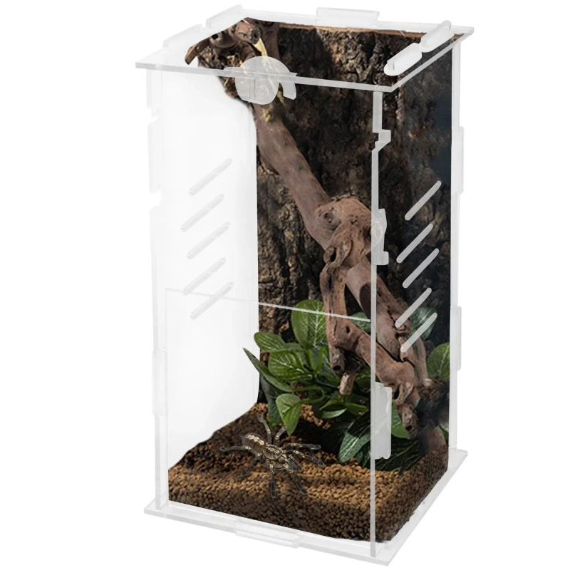 Custom Clear Acrylic Reptile Terrarium Feeding Breeding Box With Cover
