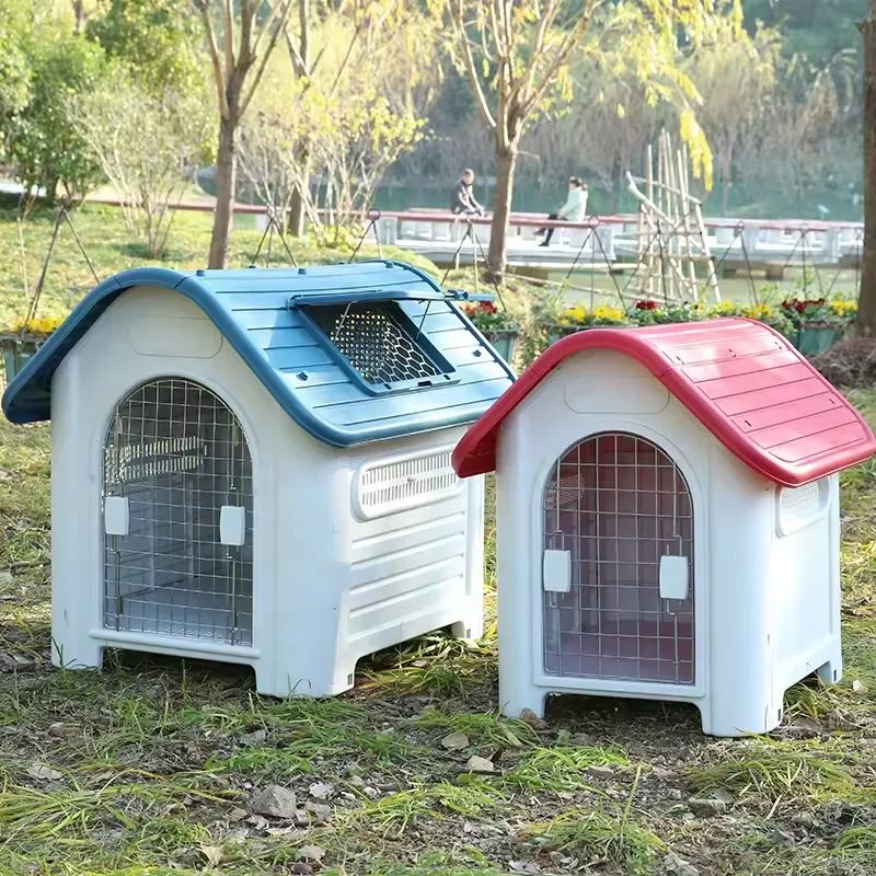 Custom Color Dog House Removable Waterproof Pet Villa Plastic Pet House with Dormer for Outdoor Dog Kennel