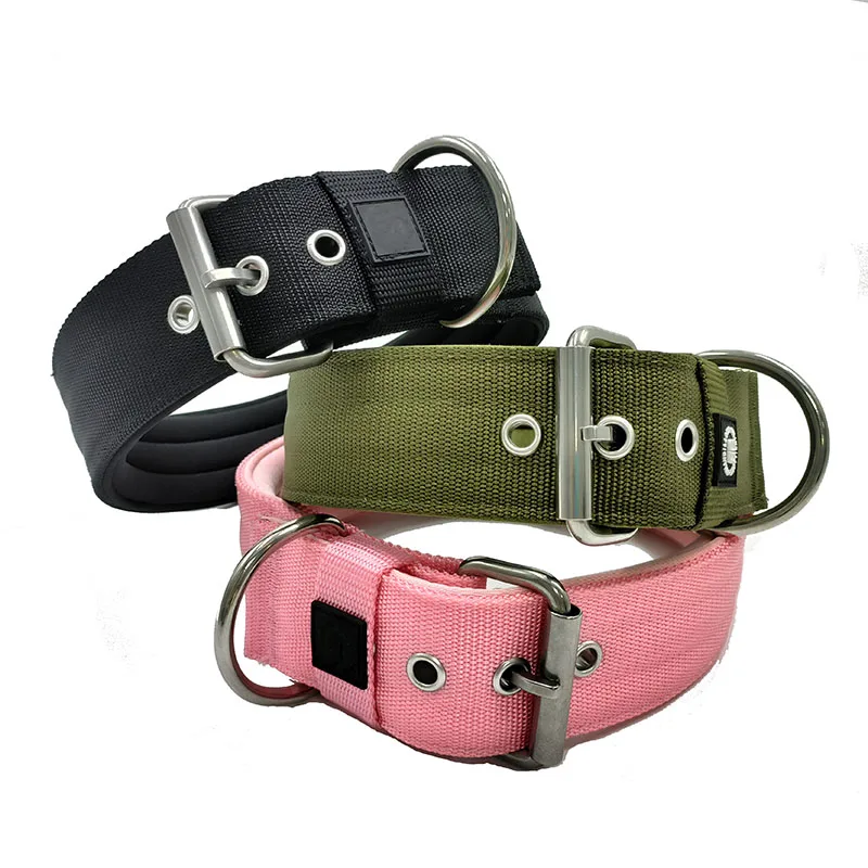 Custom Color Heavy Duty Dog Collar for Large Strong Dogs Quality 2" Wide Tactical Collars for Extra Large Breed Pet Dogs