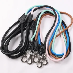 Custom Color Nylon Round Rope Dog Leash with Silver Metal Hook PU Leather Handle OEM Pet Leash Supplier