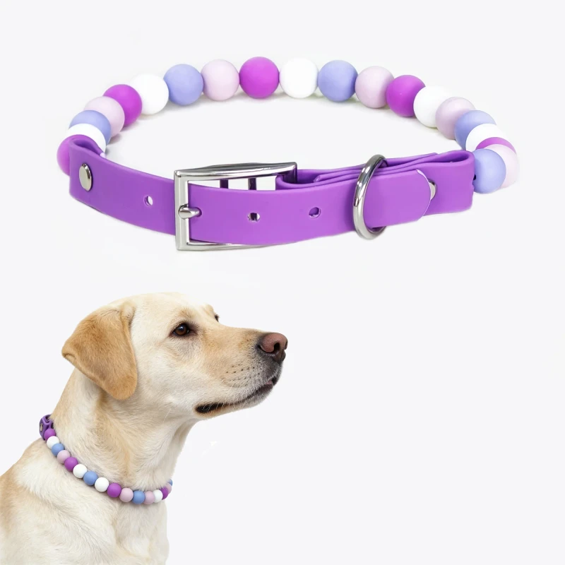 Custom Colorful DIY Beaded Pet Dog Collar Sweet and Lovely Dog Collar Handmade Puppy Collar