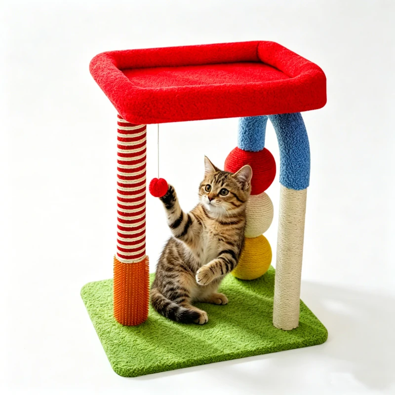 Custom Colorful U Shape Cat Tower Indoor Natural Sisal Scratching Posts Multi Functional Cat Trees Scratcher for Kittens