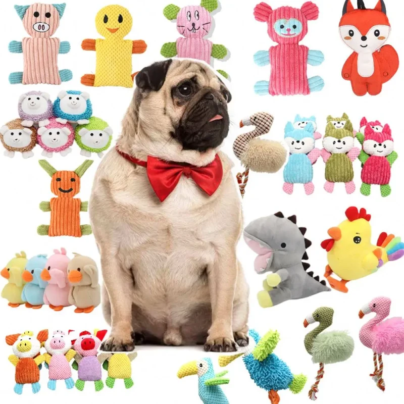 Custom Colors Logos New Arrival Clean Teeth Interactive Pet Plush Nylon Squeaky Toys Eco Friendly Tough Chew Dog Toys