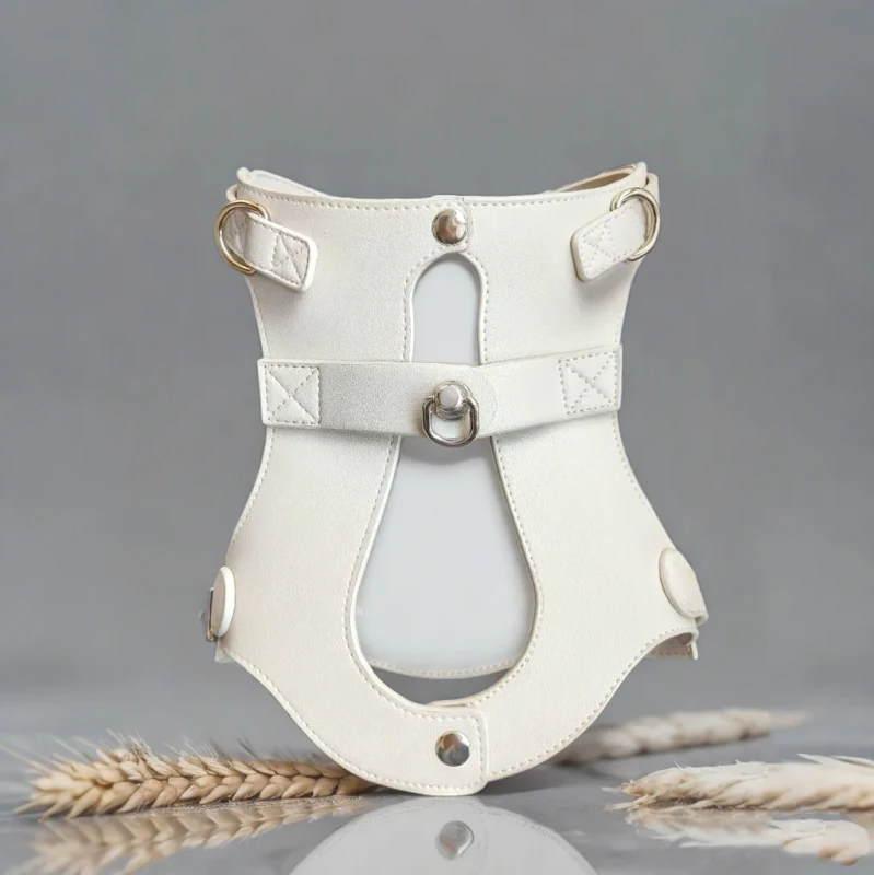 Custom Cute Pet Product Luxury Adjustable PU Leather Pet Harness with Durable Metal D Ring Smooth Interior for Comfortable Wear