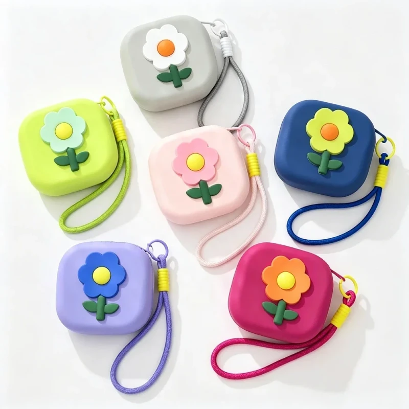 Custom Cute Silicone Coin Purse Keychain Mini Cartoon Animal Zipper Pouch Portable Earbud Holder Cash Wallet Bag for Gifts Girls