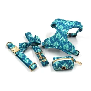 Custom Design Support Padded Pet Dog Harness Custom Harness Set Collar Private Logo Cotton Breathable Soft Padded Dog Harness