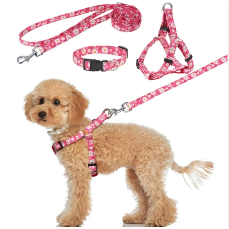 Custom Designer Adjustable No Pull Pet Accessories Small Dog Harnesses and Leashes Set