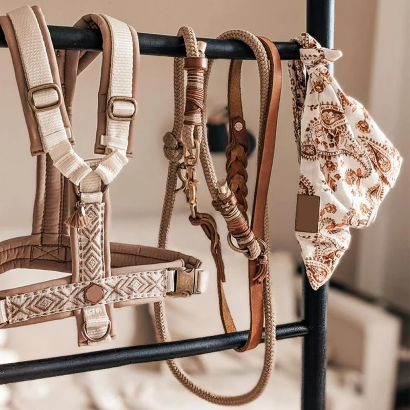 Custom Designers Pet Dog Harness Leash and Collar Set Personalized Soft Dogs Accessories Vest