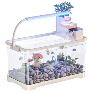 Custom Desktop Betta Fish Tank with LED Filter and Decoration Kit