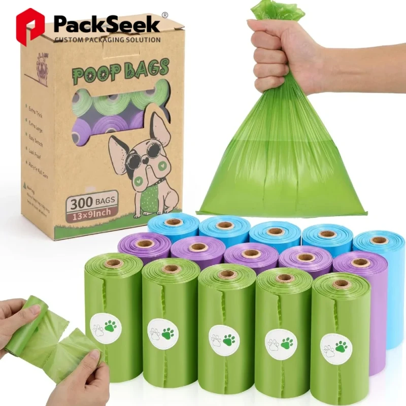 Custom Dog Poop Trash Bags Biodegradable Plastic with Customized Color & Size Compatible Pet Waste Bags