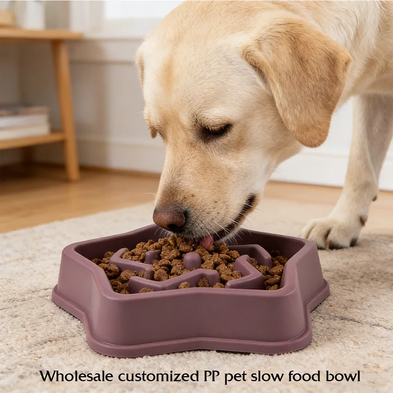 Custom Durable PP Eco Friendly Waterproof Anti Choking Slow Feeder Bowl Five pointed Star Design for Dogs Cats