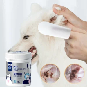 Custom Eco Friendly Organic Pet Ear Cleaning Finger Wipes Natural Ingredients Alcohol Free Extra Soft for Cats Dogs