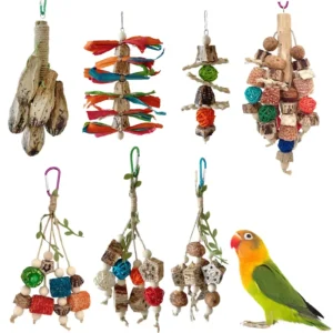 Custom Eco Friendly Wood Colorful Bird Toy Set Parrot Preening Foraging Toy Large Parrot Macaw Grey Parrot Toys