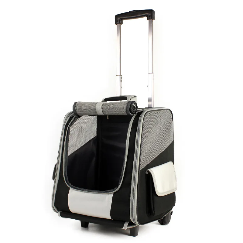 Custom Extra Spacious Rolling Pet Carrier 4 Wheels Airline Approved Dog Carrier Low MOQ Made of Oxford Material Removable Wheels