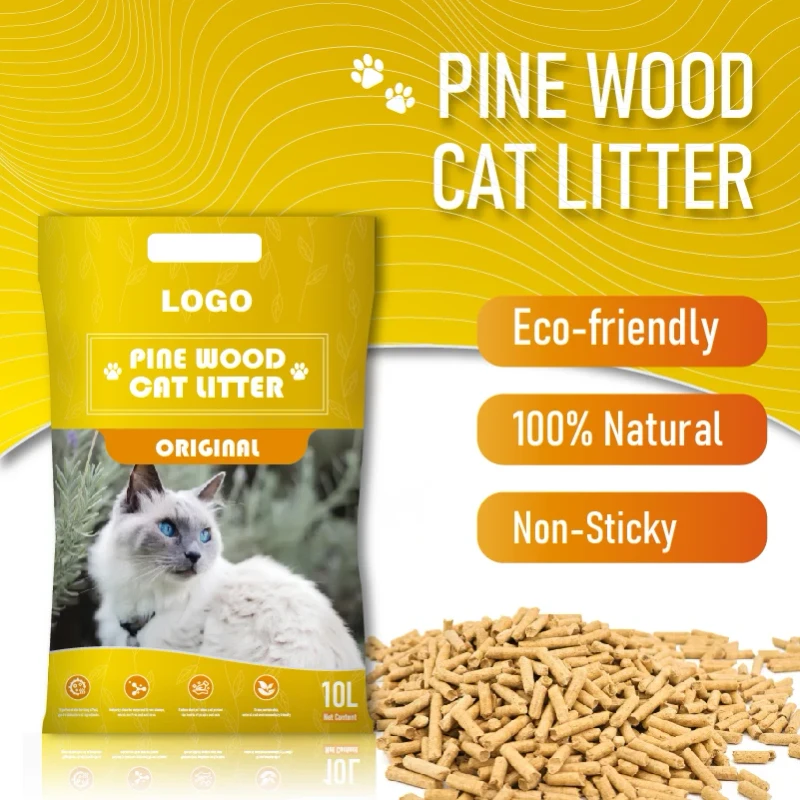 Custom Flavored Pine Wood Cat Litter Sand Eco Friendly Sustainable Easy Cleanup and Rapid Clumping