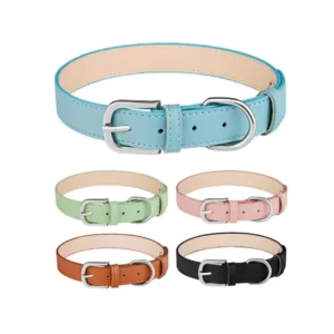 Custom Heavy Duty PU Leather Dog Collar Luxury Eco Friendly Breathable Design No Escape Pet Collar for Dog cat