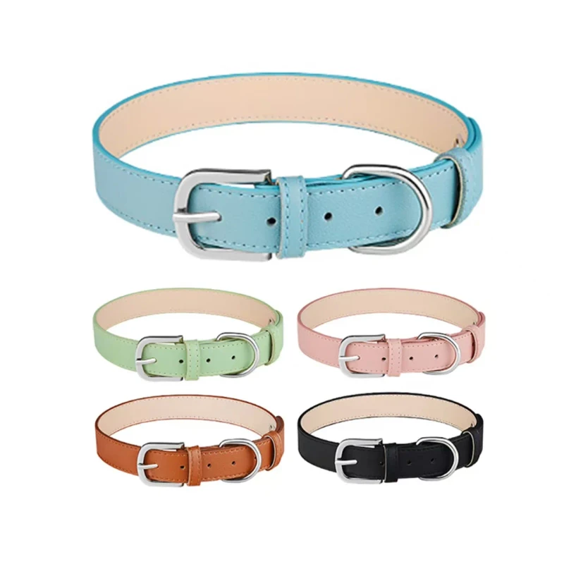 Custom Heavy Duty PU Leather Dog Collar Luxury Eco Friendly Breathable Design No Escape Pet Collar for Dog cat