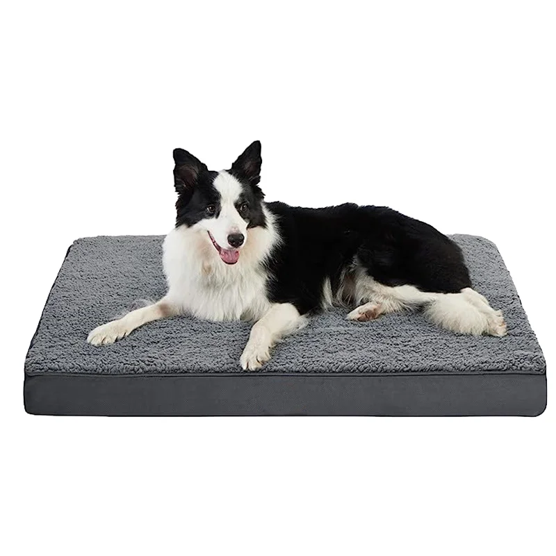 Custom High Density Memory Foam Pet Bed Washable Detachable Orthopedic Dog Bed Solid Square Shape Packaged in Carton