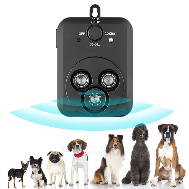 Custom High Power Rechargeable Three Headed Ultrasonic Bark Control Device Anti Barking Repellent Cats Dogs IP67 Waterproof