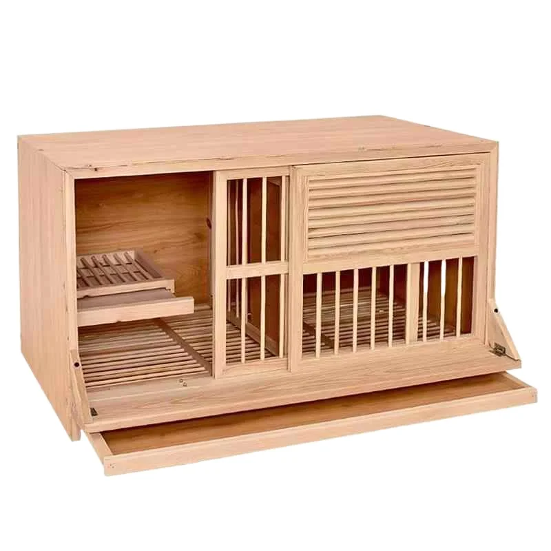 Custom Large Commercial All Seasons Wooden Birds House Comfortable Cage with Square Animal Pattern Pet Furniture Pigeons Pets