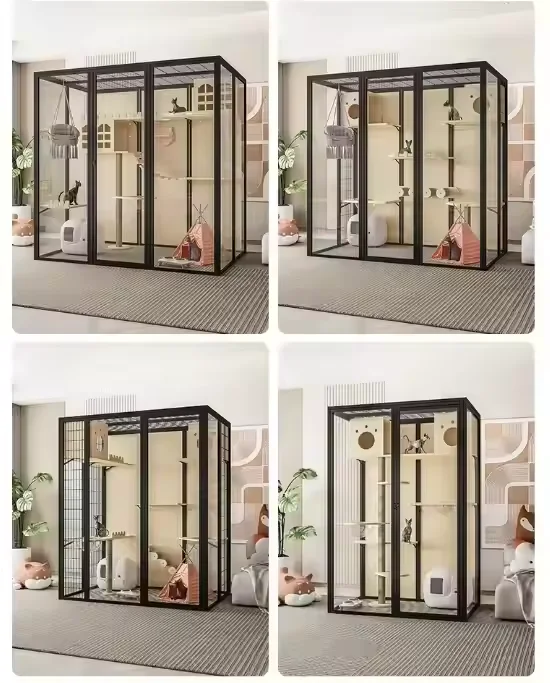 Custom Large DIY Modular Pet House Cat Villa Dog Cage with Integrated Cat Toilet Furniture Style Multi Layer Aluminum Pets House