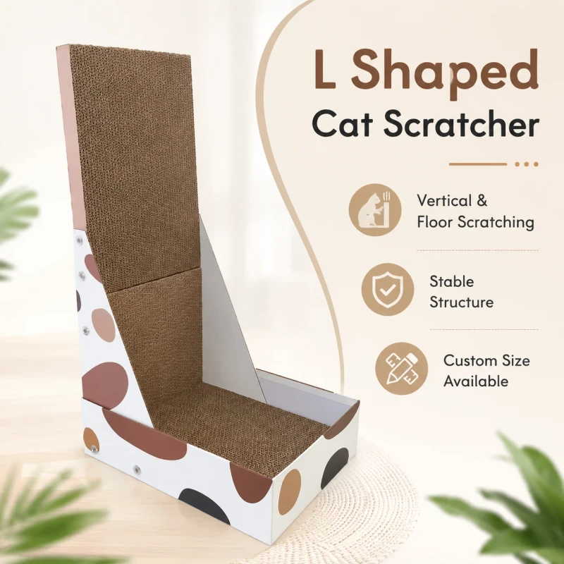 Custom Large L Shape Eco Friendly Cat Scratcher Furniture Christmas Design Vertical Horizontal Corrugated Paper Lounge 4 Levels