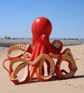 Custom Large Scale Resin Fiberglass Octopus Marine Animal Sculptures for Display Zoos Aquarium Decorations