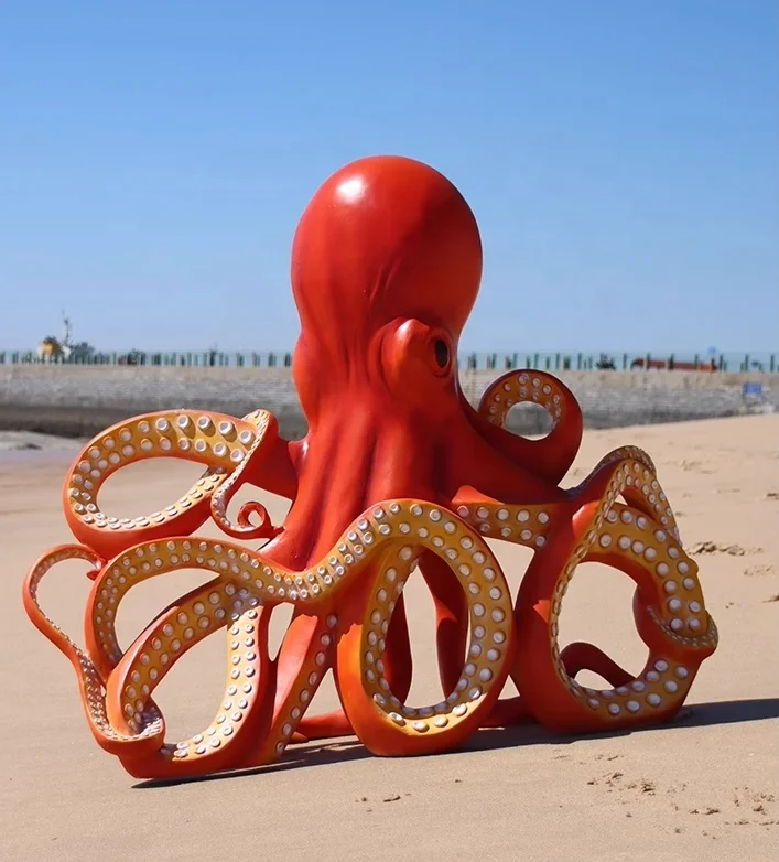 Custom Large Scale Resin Fiberglass Octopus Marine Animal Sculptures for Display Zoos Aquarium Decorations