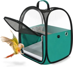 Custom Lightweight Bird Travel Cage Pet Carrier Breathable Birdcage Bag with Perch Foldable 38*26cm ABS and Metal