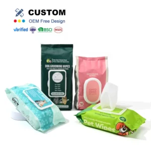 Custom Logo 80 100Pcs Organic Biodegradable Eco Friendly Soft Non Woven Pet Wet Grooming Wipes for Cats Dogs